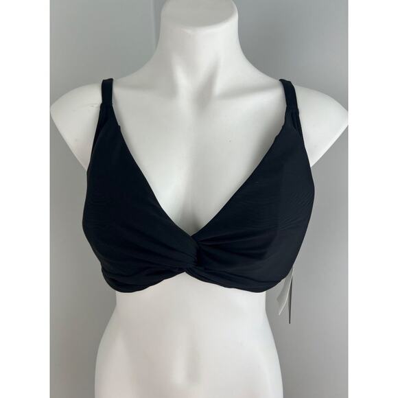 Womens DKNY Twist-Front Bikini Top Black XXL 50+ UPF/SPF Sun Protection - Picture 2 of 7